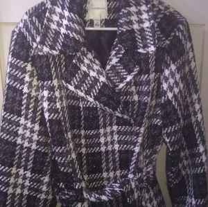 Croft and barrow black and white wool pea coat